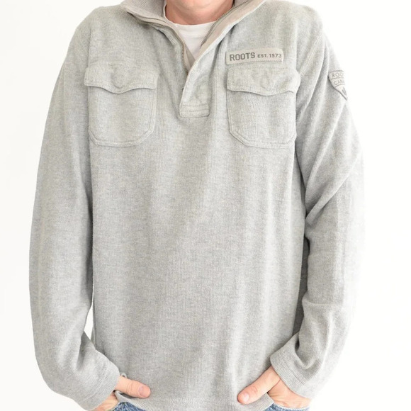 Roots Grey Half Zip Pullover  Sweater - Picture 2 of 13